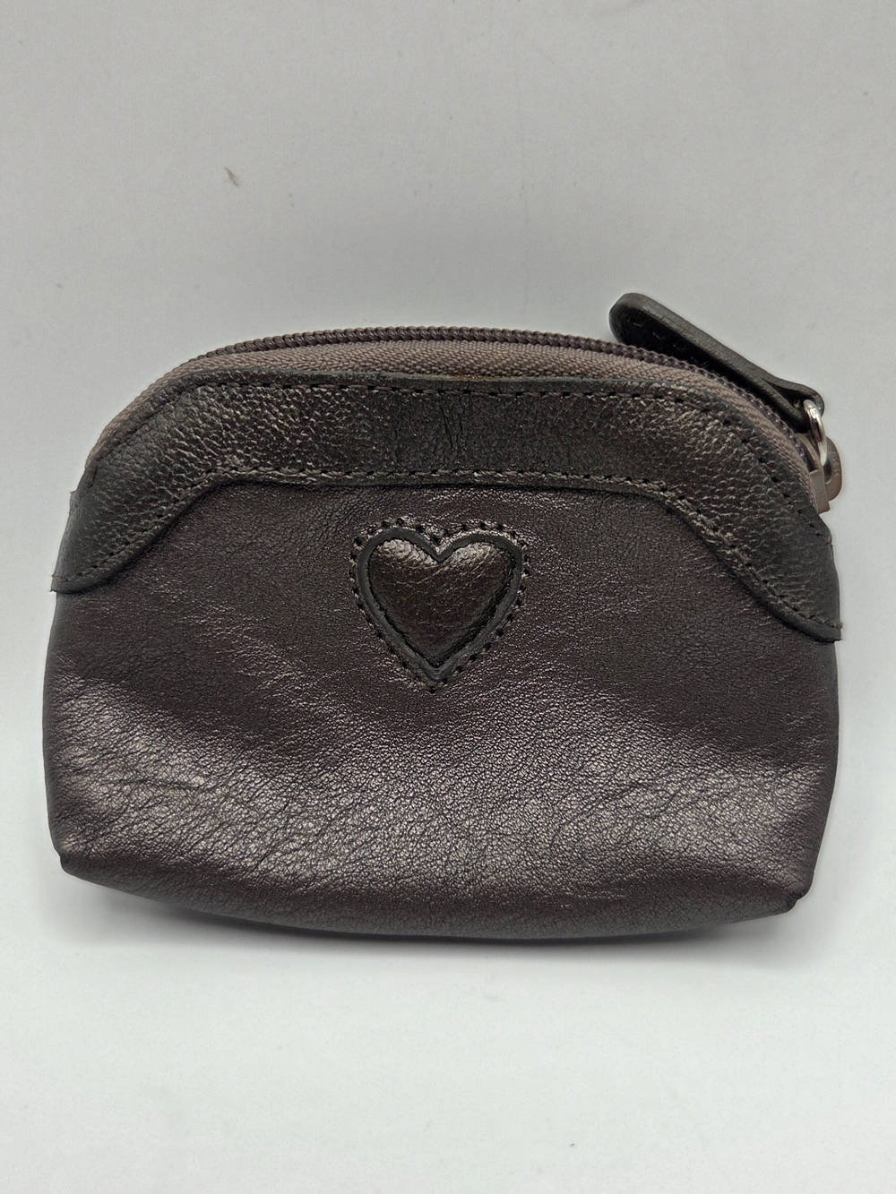 Brighton Heart Embossed Metallic Leather Pouch Coin Purse